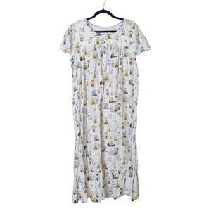 Peanuts by Schultz White Cartoon Charlie Brown Graphic Cotton Nightgown Medium